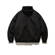 7家優(yōu)品中性美拉德咖啡色豎條紋棉服男日系復(fù)古cleanfit百搭情侶棉衣外套 QYRJ-Y20黑色 XL