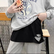 琪爾達(dá)蒙小屁簾女假下擺半身裙秋冬季內(nèi)搭疊穿遮屁股短裙配衛(wèi)*衣打底神器 破洞款【1件裝】黑色 均碼【80-150斤】