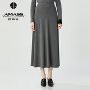 阿瑪施（AMASS）女裝優(yōu)雅氣質(zhì)垂墜感冰絲半身裙5200502 蓖麻灰 L (4碼)