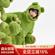 森女部落原創(chuàng)可愛社恐i人搞怪青蛙絨衫衛(wèi)衣潮新款秋冬女裝 綠色（單件） L