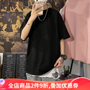 侯七爺（HOUQIYE）t恤男士短袖夏季寬松百搭ins潮流大碼男生圓領(lǐng)半袖體恤 黑色 M