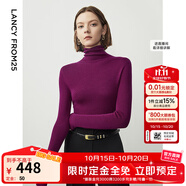 朗姿【王楚然同款】純羊毛高領針織衫秋冬內(nèi)搭打底上衣曠野美拉德 紫紅色 M