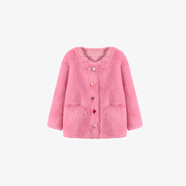 Basic House/百家好仿狐貍毛環(huán)保皮草大衣女小香風(fēng)毛毛外套女秋冬千金名媛風(fēng) 玫紅色 F80-145斤