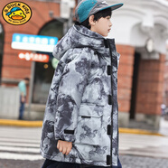 G.duck小黃鴨兒童羽絨服男童中長(cháng)款新款男孩冬季中大童加厚防寒國潮風(fēng) 迷彩黑色 【專(zhuān)柜品質(zhì) 抗寒零下30度】 150 cm 【石墨烯內膽 恒溫24度】