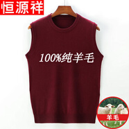 恒源祥純羊毛絨衫羊毛背心男士馬甲中年加 厚秋冬V 領(lǐng)純色針織坎肩毛衣爸爸裝純?nèi)?00 1678紫紅色 (圓 領(lǐng))純?nèi)?00 50/110(120-140斤左右)純?nèi)?00