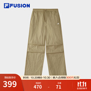 FILA FUSION斐樂潮牌梭織長褲女2025夏季新款休閑寬松工裝闊腿褲 沙粟棕-BG L 170/70A/L