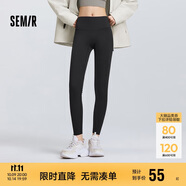 森馬（Semir）休閑褲女高彈收腹緊身打底褲2025春黑色隨心裁九分褲109125127001