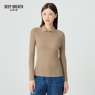 深呼吸DEEP BREATH女裝坑條打底純羊毛針織衫女A301124 燕麥 S (2碼)