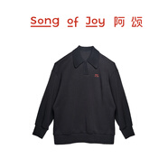 SONG OF JOY阿頌SOJ拼接POLO套裝情侶運動休閑加厚情侶裝戶外輕便衛(wèi)衣套裝 上衣-黑色 L