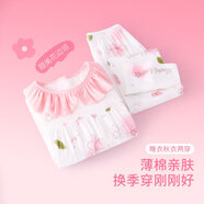 笛莎（DEESHA）【100%純棉A類(lèi)】?jì)和虑锒局写笈⒓揖臃殞毧照{服套裝