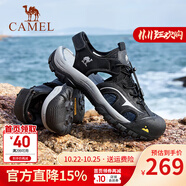 駱駝（CAMEL）涼鞋男士夏季透氣新款男戶外運動軟底高端休閑沙灘涼鞋 G15M396026 夜黑色男 40