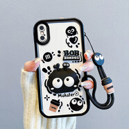 米奈索 蘋(píng)果X手機殼iphonexs保護套Max硅膠全包防摔XR卡通可愛(ài)立體公仔掛繩男女款軟外殼 【本博，天眼公仔】咖啡煤球+手繩 蘋(píng)果XsMax