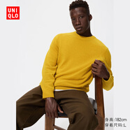 優(yōu)衣庫男裝女裝柔軟綿羊毛圓領(lǐng)針織衫/長(cháng)袖毛衣毛衫25新款478541 44 亮黃色 M /170/92A