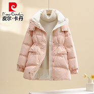 皮爾卡丹短款羽絨服女秋冬季新款韓版收腰顯瘦加厚保暖百搭小個(gè)子茄克外套 粉色 M (100斤以?xún)?