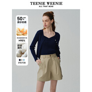 Teenie Weenie【原紗防曬】小熊淑女白色毛衣針織開衫長袖打底衫女空調(diào)衫 藏青色 M (165)
