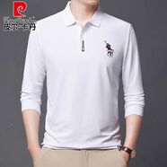 皮爾卡丹（pierre cardin）男士純棉長袖t恤翻領polo體恤衫高端刺繡上衣服秋季寬松打底衫潮T A3162長袖白色 M 建議120斤以內(nèi)
