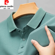 皮爾卡丹（pierre cardin）全棉柔軟抗皺短袖t恤男夏季新款翻領(lǐng)中年純色寬松polo領(lǐng)衫上衣 短袖YW206綠色 170/L建議120-135斤