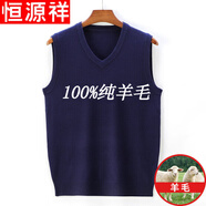 恒源祥純羊毛絨衫羊毛背心男士馬甲中年加 厚秋冬V 領(lǐng)純色針織坎肩毛衣爸爸裝純?nèi)?00 1680上青色 (V 領(lǐng))純?nèi)?00 54/120(160-180斤左右)純?nèi)?00