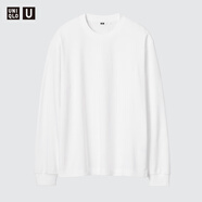 優(yōu)衣庫男裝女裝AIRism棉混紡圓領(lǐng)T恤/長(cháng)袖482293 00 白色 L