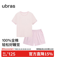 ubras水果系列套頭短袖短褲家居服套裝情侶女士睡衣女款-冷桃粉 S