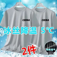 嘉曄速干網(wǎng)眼冰絲t恤短袖男夏季薄款透氣圓領寬松T恤半袖體恤衫上衣 淺灰色【1件裝】 XL【110-130斤】