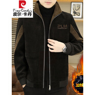 皮爾卡丹（pierre cardin）燈芯絨立領(lǐng)休閑夾克外套男秋裝男2025年新款春天成熟男裝 2336黑色加棉加厚 2336黑色加棉 M 適合80-100斤