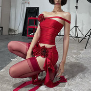 富藍客性感名媛抹胸連衣裙純欲風(fēng)設計感小眾氣質(zhì)禮服夜店短裙 S