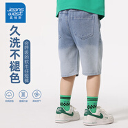 真維斯男童牛仔短褲夏季男大童中褲2025新款休閑運(yùn)動(dòng)褲子兒童夏裝五分褲 【漸變款】淺藍(lán)/J純色 170
