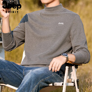 JEEP SPIRIT吉普羊毛蠶絲絨打底衫男半高領(lǐng)秋冬季保暖長(cháng)袖T恤中領(lǐng)2025新款 深灰色 2XL (適合145-165斤)