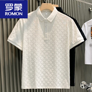 羅蒙（ROMON）網(wǎng)紅半袖t恤男體恤歐貨小眾高級感男T恤短袖提花Polo.衫 白色 XL