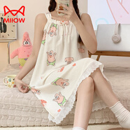 貓人（MiiOW）純·棉吊帶睡裙女夏季無(wú)袖背心甜美草莓連衣裙子薄款夏睡衣家居服 QS-DXN1617#胖星星 2XL碼【建議體重135-150斤】