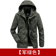 JEEP SPIRIT吉普棉衣男冬季加絨加厚中長(zhǎng)款棉服中老年外套爸爸裝棉襖男裝 軍綠色 XL