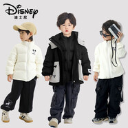迪士尼（Disney）2025秋冬加厚兒童外套運動(dòng)戶(hù)外防風(fēng)保暖沖鋒衣中大童三件套 【三件套】I黑外套+白羽絨內搭+白抓絨里搭 110 /52 建議23-30斤