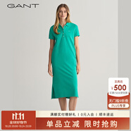 GANT/甘特新款女裝翻領(lǐng)長(zhǎng)裙裙子純色休閑寬松百搭POLO裙短袖連衣裙 天綠色 XL