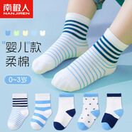 南極人嬰兒襪子春秋新生兒寶寶棉襪男女童地板襪嬰兒襪1~3歲藍(lán)色款 M