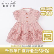 戴維貝拉（DAVE＆BELLA）寶寶女童夏裝兒童圓點(diǎn)短袖連衣裙 夏季女寶寶公主裙 幼兒小童裙子 紅色波點(diǎn) 4T/100cm(建議身高90-100cm)