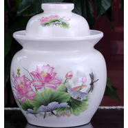 WYJ泡菜壇子土陶景德鎮(zhèn)泡菜壇子家用陶瓷壇子腌菜罐土陶老式帶蓋 d-3斤水裝荷塘月色泡菜壇