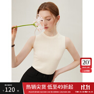 范思藍(lán)恩無(wú)袖疊穿針織背心女春裝2024新款內(nèi)搭打底衫24FS11036 白色 XL