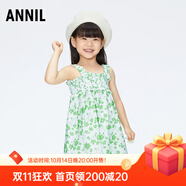 安奈兒（Annil）【商場同款】童裝女童無袖連衣裙新款夏純棉清新XG423733 白綠花 100