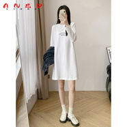 ANED高個(gè)子磨毛過(guò)膝連衣裙秋冬季長(cháng)袖T恤裙韓版內外搭百搭打底衫 白色 衣長(cháng)90CM M 85-110斤