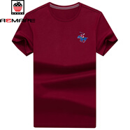AEMAPE美國蘋(píng)果短袖t恤男polo衫棉夏季圓領(lǐng)高端男士大碼體恤半袖 酒紅 2XL
