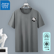 真維斯（JEANSWEST）冰絲t恤男速干短袖衣服運動服飾籃球體恤夏季足球跑步男士健身裝w 深灰（熊貓舉花X） 5XL (體重220斤-240斤)