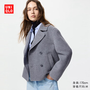 優(yōu)衣庫女裝雙面呢休閑短大衣478581 06 鉛灰色 3XL /170/108C