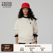 Teenie Weenie小熊秋季簡(jiǎn)約圓領(lǐng)套頭衛衣學(xué)院風(fēng)短款上衣休閑時(shí)尚女 乳白色 M (165)