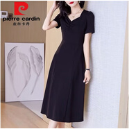 皮爾卡丹（pierre cardin）黑色裙子女夏季2025新款法式高端氣質(zhì)修身a字連衣裙赫本風(fēng)小黑裙 黑色法式 XL 118-130斤