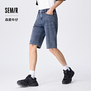 森馬森柔牛仔|牛仔褲男夏季直筒六分褲時(shí)尚經(jīng)典水洗短褲簡(jiǎn)約 牛仔藍灰88401 33