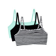 Fruit of the loom 女式細(xì)肩帶棉質(zhì)運(yùn)動(dòng)文胸  全天舒適易運(yùn)動(dòng) 黑色薄荷芯 34