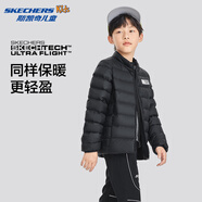 Skechers斯凱奇羽絨服男女童冬季新款梭織短款兒童舒適休閑外套P424K057 碳黑/0018 170 cm