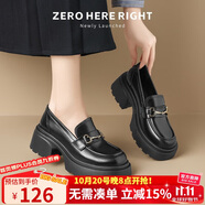 ZHR樂福鞋女經(jīng)典英倫風單鞋女舒適厚底皮鞋女套腳女鞋 AH555 黑色 37