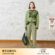 顏域時(shí)尚氣質(zhì)綠色牛仔褲女裝2025新款冬季通勤簡(jiǎn)約褲子寬松闊腿褲 綠色 S/36